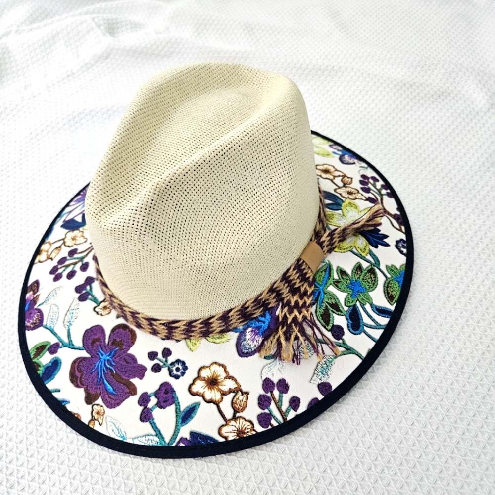 Handmade Women's Blue and Violet Beristain Sombrero hat - One Size Fits All